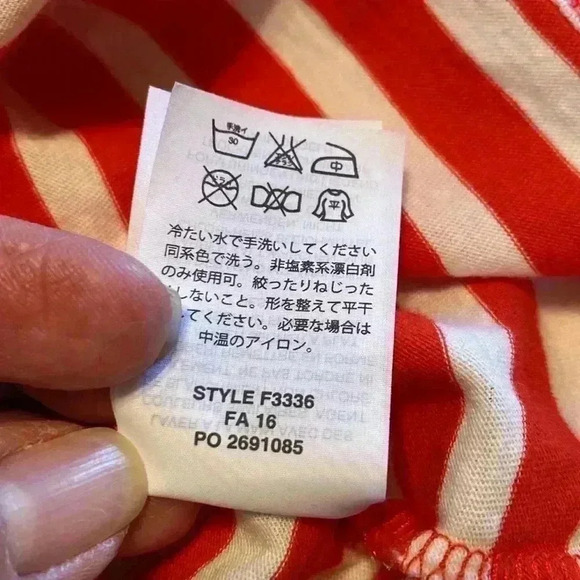 J Crew Red & White Striped Short Sleeve Shirt with Tassels in Size Large. - Picture 7 of 11